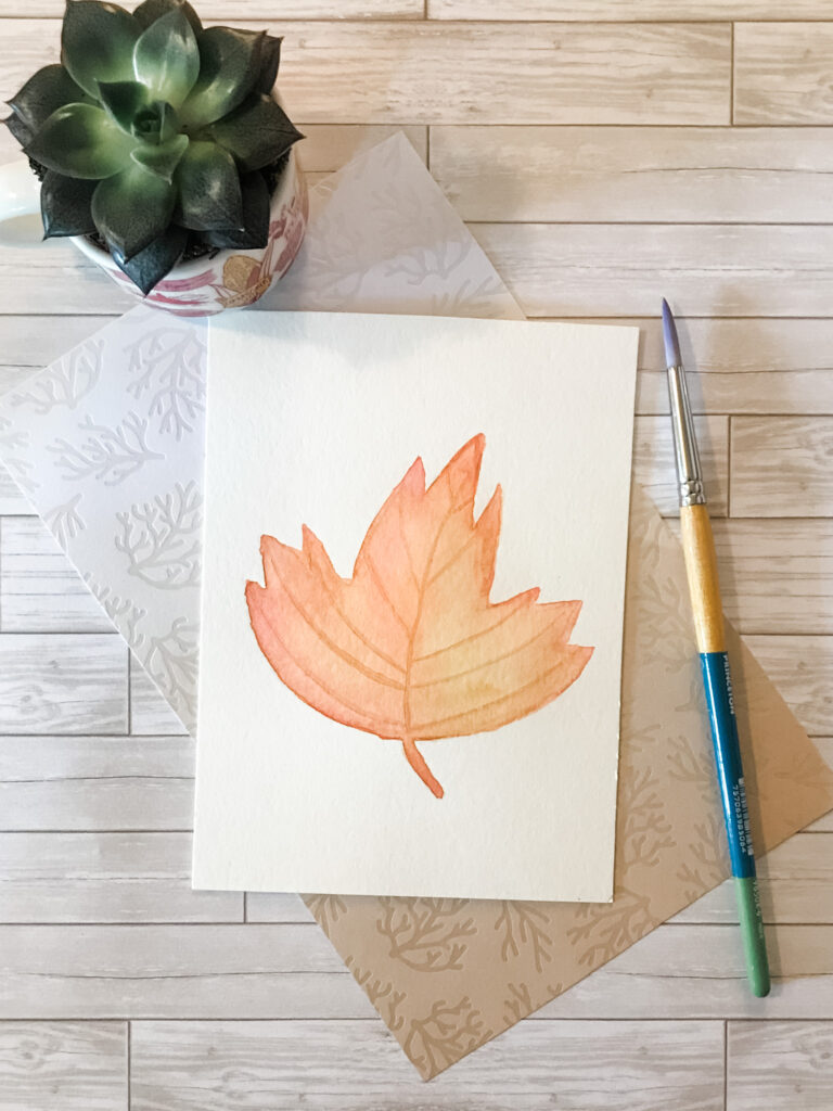 Fall Leaf Watercolor Painting Step 6