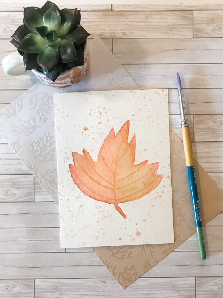 Fall Leaf Watercolor Painting Step 7