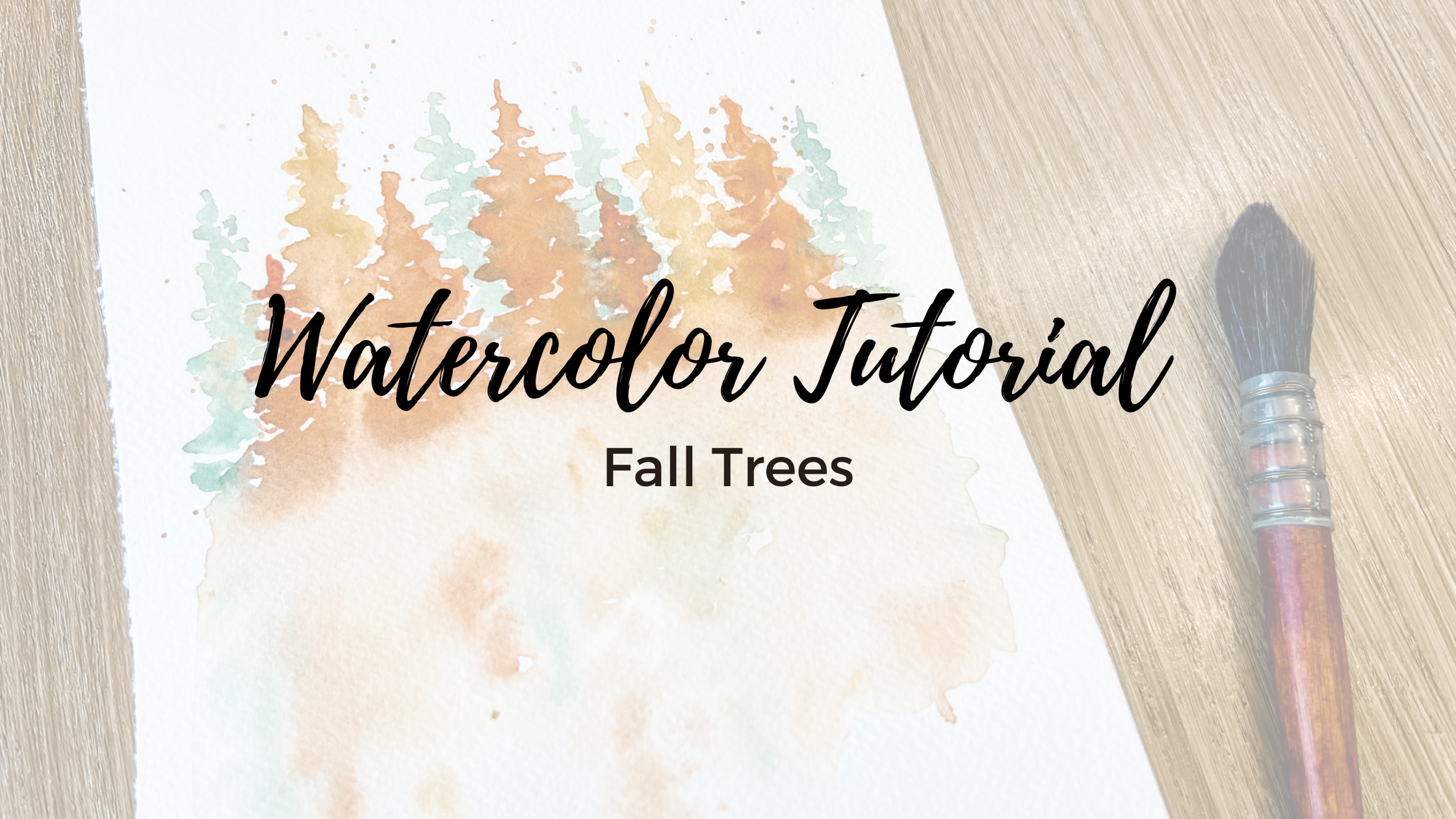 Watercolor Fall Trees with Reflection