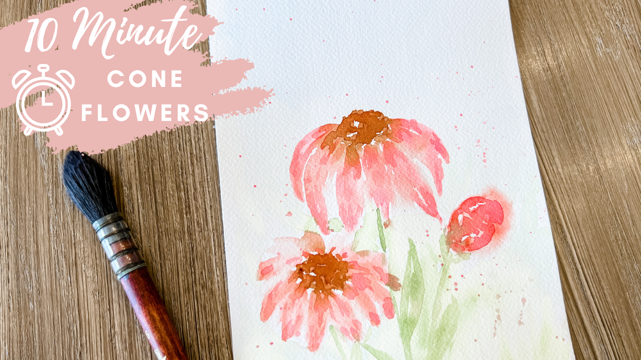 Watercolor Cone Flowers in 10 Minutes