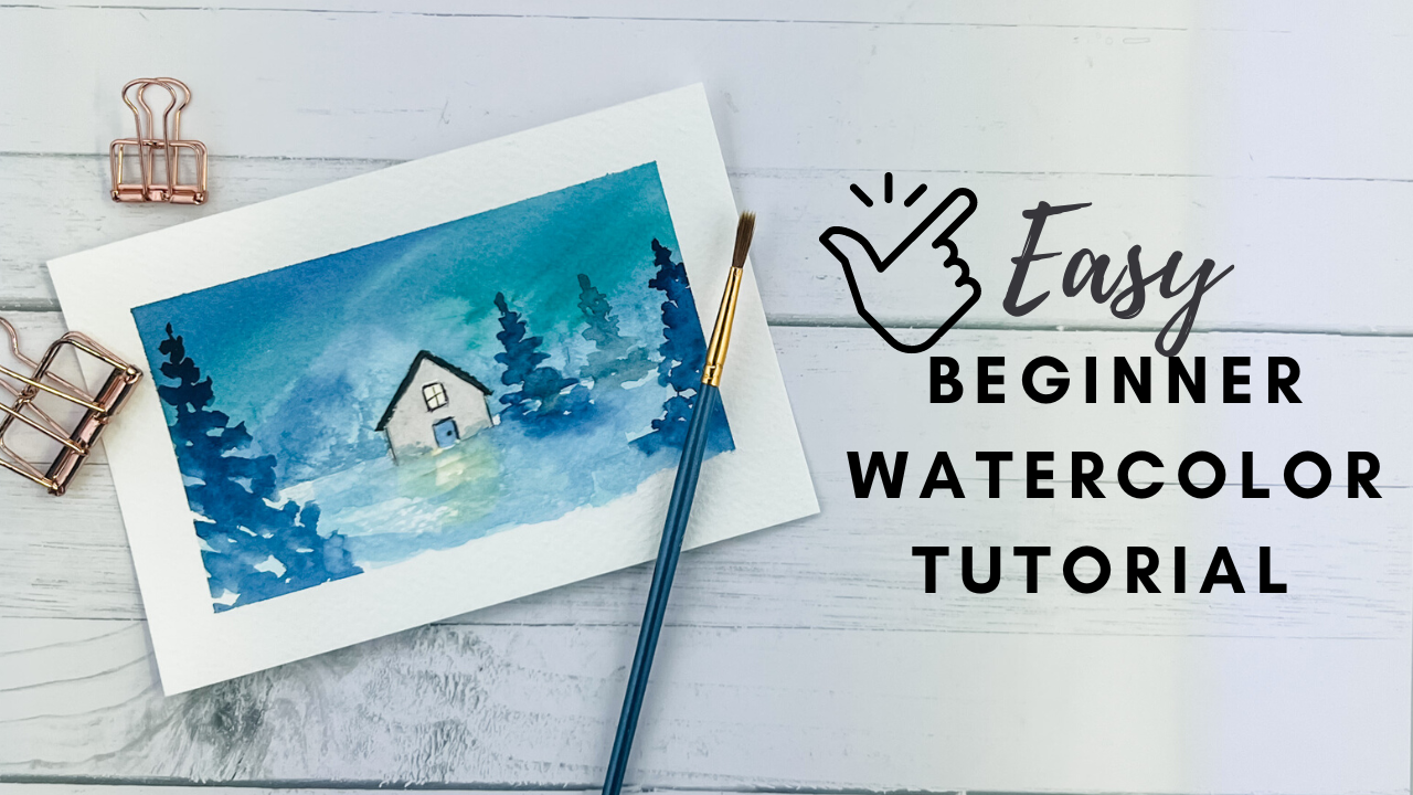 Beginner  Winter Watercolor Landscape || Perfect Starting Watercolor Painting